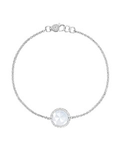 Chalcedony gem with a halo of diamond on this chain bracelet by TACORI