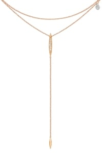 A 18k rose gold lariat necklace from TACORI shows off the delicate elegance of the Ivy Lane collection