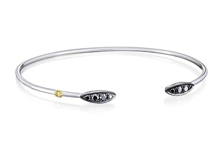 A sterling silver cuff from TACORI features black diamond accents.