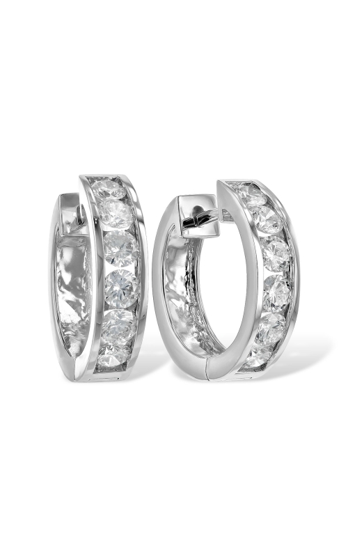 14 White Gold Hoop and Diamond Earrings