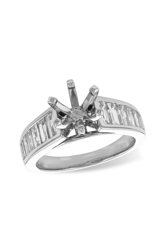 14K White Gold Sidestone Engagement Ring