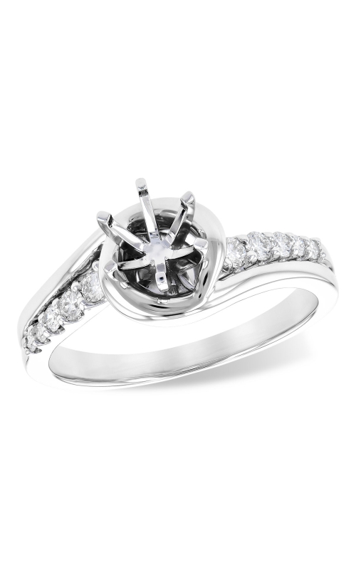 14K White Gold Sidestone Engagement Ring