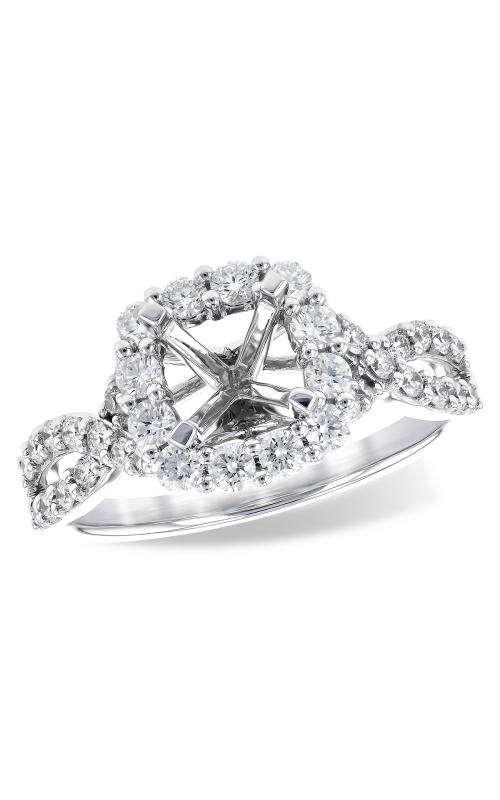 14K White Gold Halo and Diamond Engagement Ring