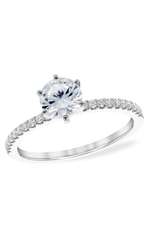 14K White Gold Diamond and Prong Engagement Ring