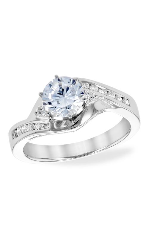 14K White Gold Sidestone Engagement Ring
