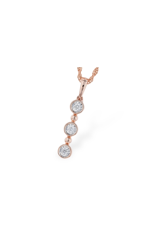 14K Rose Gold Three Stone and Diamond Necklace