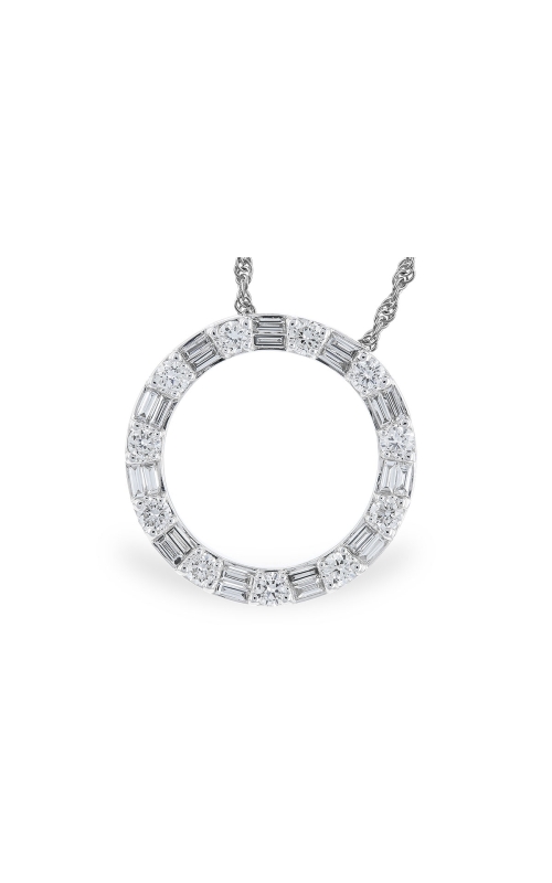 14K White Gold Diamond, Circle and Pendant Necklace