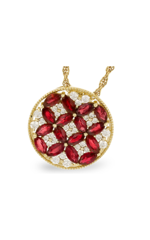 14K Yellow Gold Gemstone and Pendant Necklace