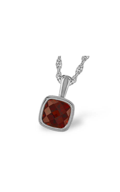 14K White Gold Gemstone and Pendant Necklace