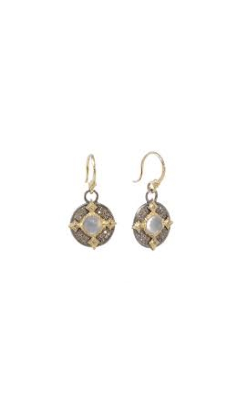 18K Yellow Gold and Sterling Silver (925) Drop and Gemstone Earrings