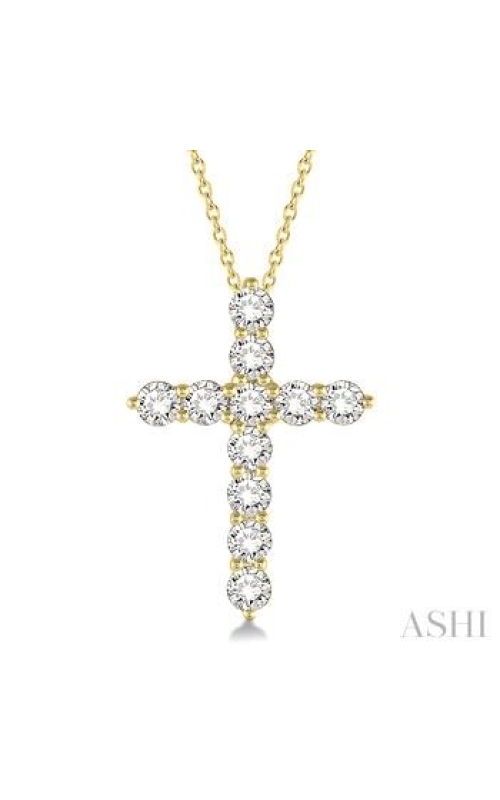 14K Yellow Gold Cross and Diamond Necklace