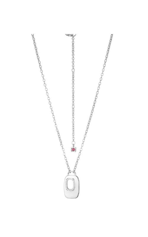 Sterling Silver (925) and Rhodium Plated Pendant, CZ and Halo Necklace