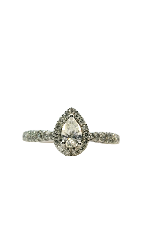 14K White Gold Halo Engagement Ring