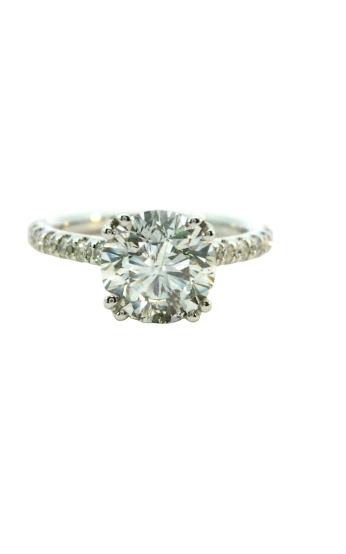 14K White Gold Sidestone Engagement Ring