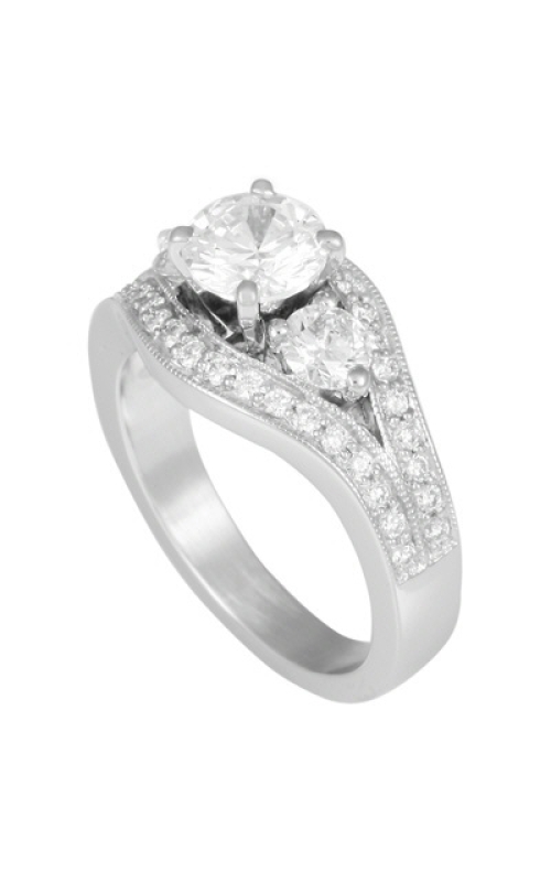 14K White Gold Three Stone and Diamond Engagement Ring