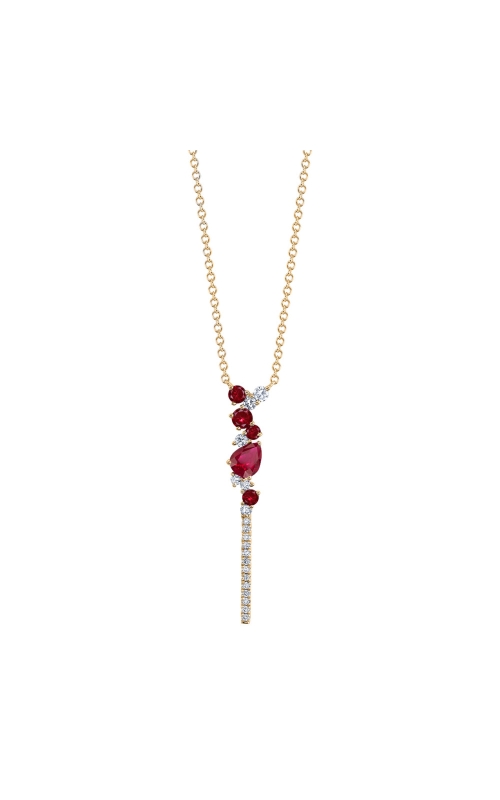 18K Yellow Gold Gemstone and Pendant Necklace
