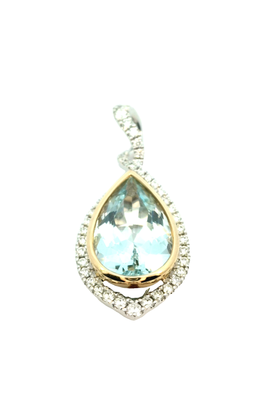 18K White Gold and 18K Yellow Gold Pendant and Gemstone Necklace