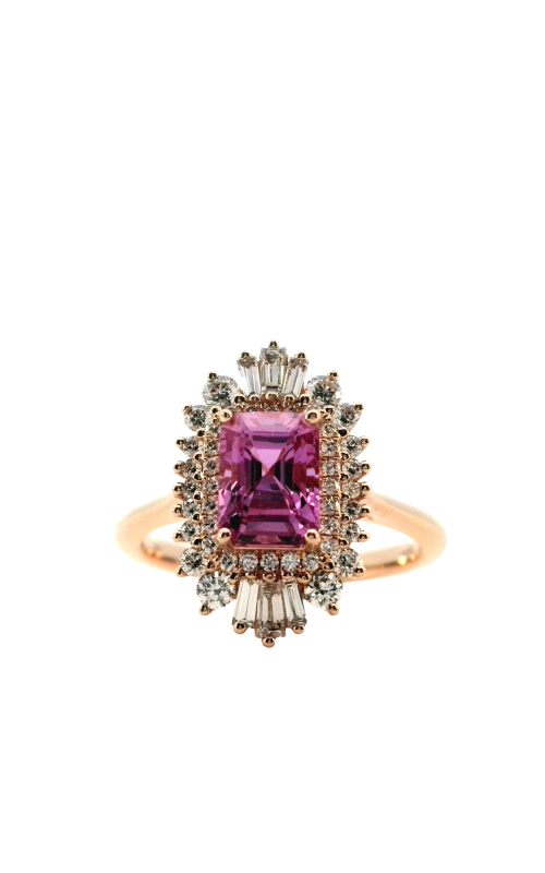 14K Rose Gold Gemstone and Halo Ring