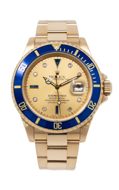 Oyster Perpetual Rolex Submariner, 18 karat Yellow Gold, 40mm, Serti Dial, Model #16618