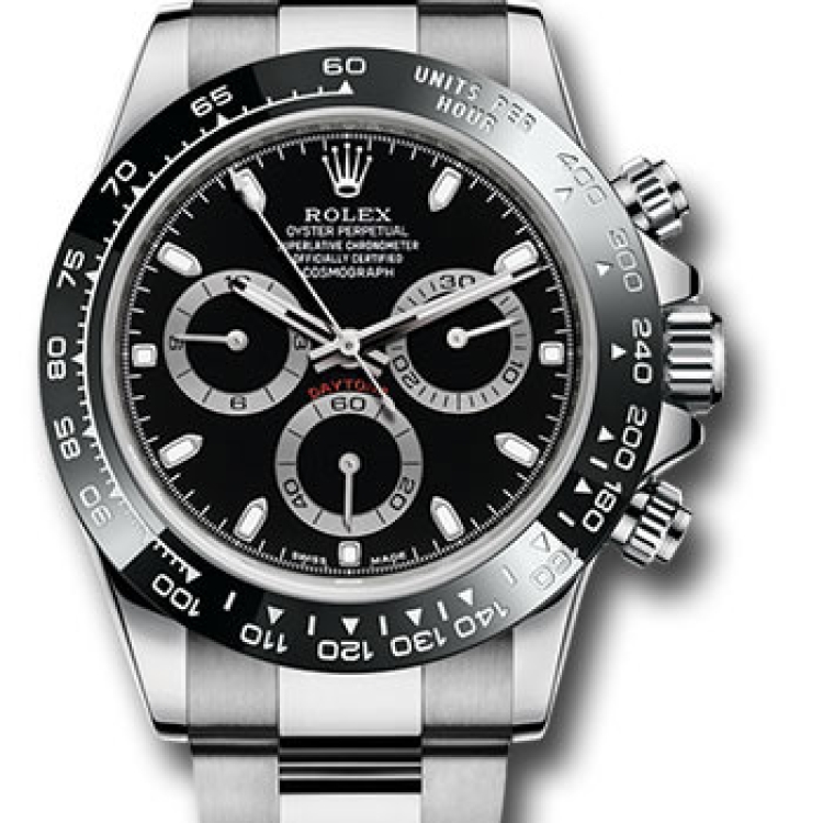 Oyster Perpetual Rolex Cosmograph Daytona 40mm case size Stainless Steel Oyster Bracelet Black Cerachom Bezel Black Chronograph Dial Original Rolex Card Model 116500LN