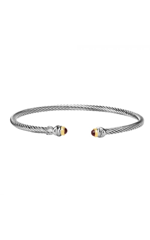 Sterling Silver (925) and 18K Yellow Gold Cuff and Gemstone Bracelet