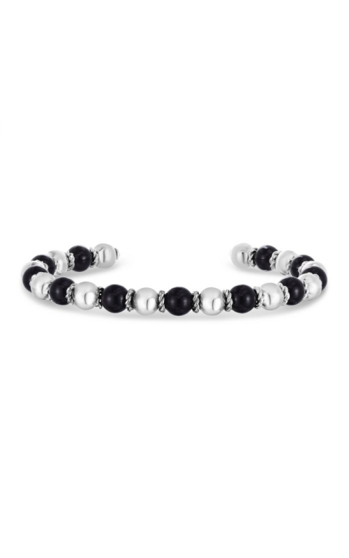 Sterling Silver (925) and Onyx Bead, Cuff and Gemstone Bracelet