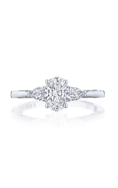 18K White Gold Three Stone Engagement Ring
