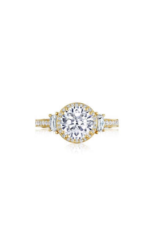 18K White Gold Three Stone and Diamond Engagement Ring